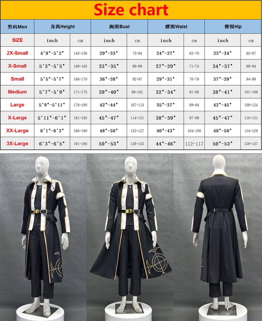Disfraz de cosplay de anime de talla estadounidense, abrigo largo para hombre, traje de fiesta
