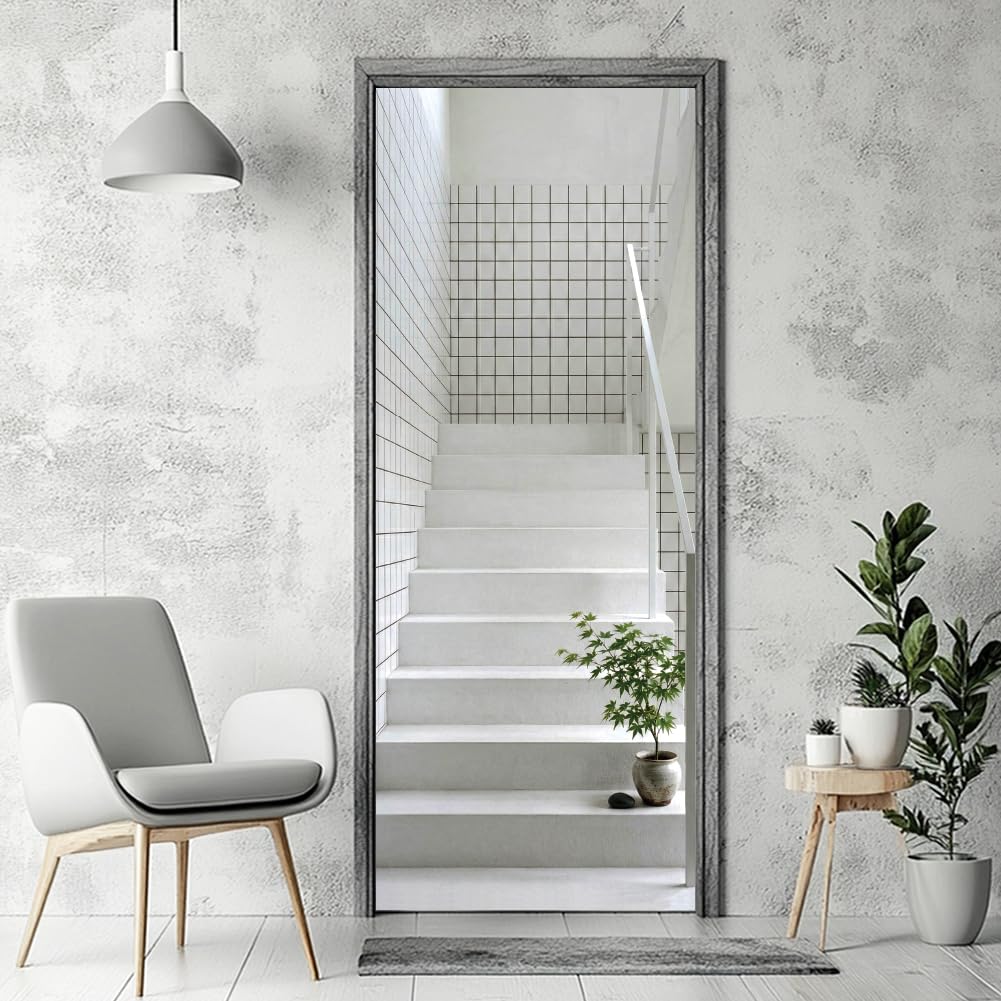 arricraft 2 Pcs Self-Adhesive Door Sticker, White Lattice Staircase