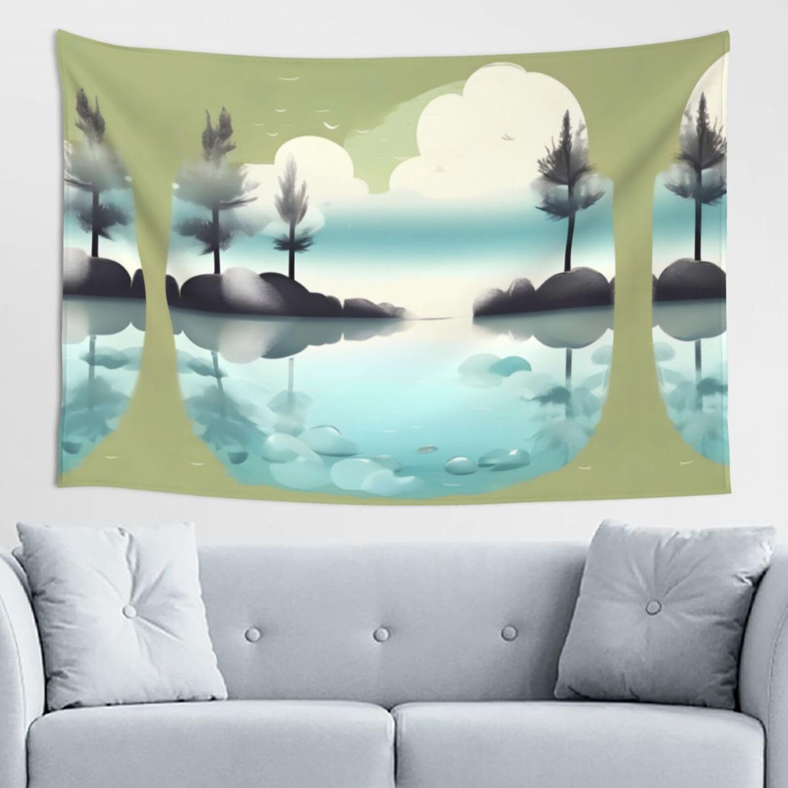 ZZYYDS Tranquil Lakes Wall Decor Tapestry 60x40in, Wall Hanging, Home Decor, Dorm Decor, Porch Tapestry, etc.