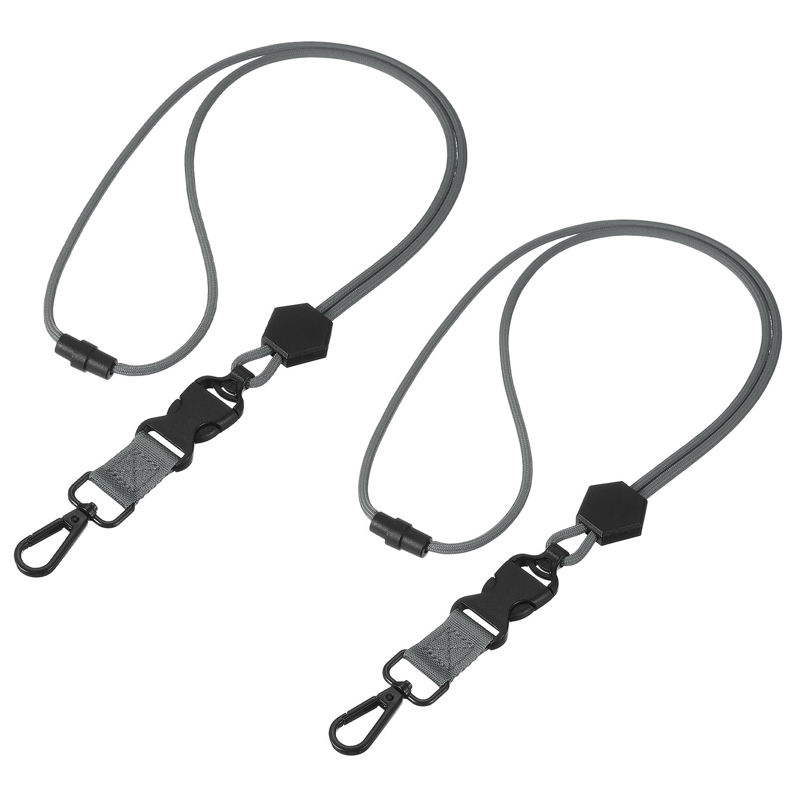 PATIKIL 2Pcs Breakaway Lanyard, Heavy Duty Teacher Neck Lanyard Cord with Safety Detachable Breakaway Buckle and Metal Hook Keychain Key Ring for Card Key ID Badge Holder, Gray
