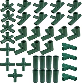 Plastic Greenhouse Frame Corner Connector Set, 36 Pieces with 3-Way, 4-Way, 5-Way Designs, for 16 mm Tubes for Garden Shelves, Flower Stands, Furniture Frames, Green Color
