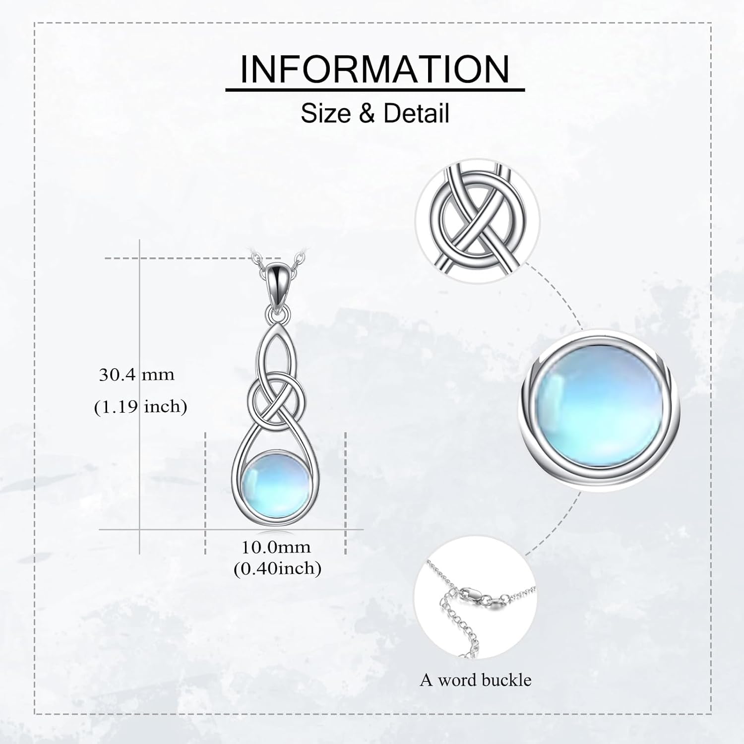 Celtic Knot Necklace 925 Sterling Silver Moonstone/Turquoise/Opal/Amethyst Pendant Necklace Irish Jewelry Gifts for Women - Image 5