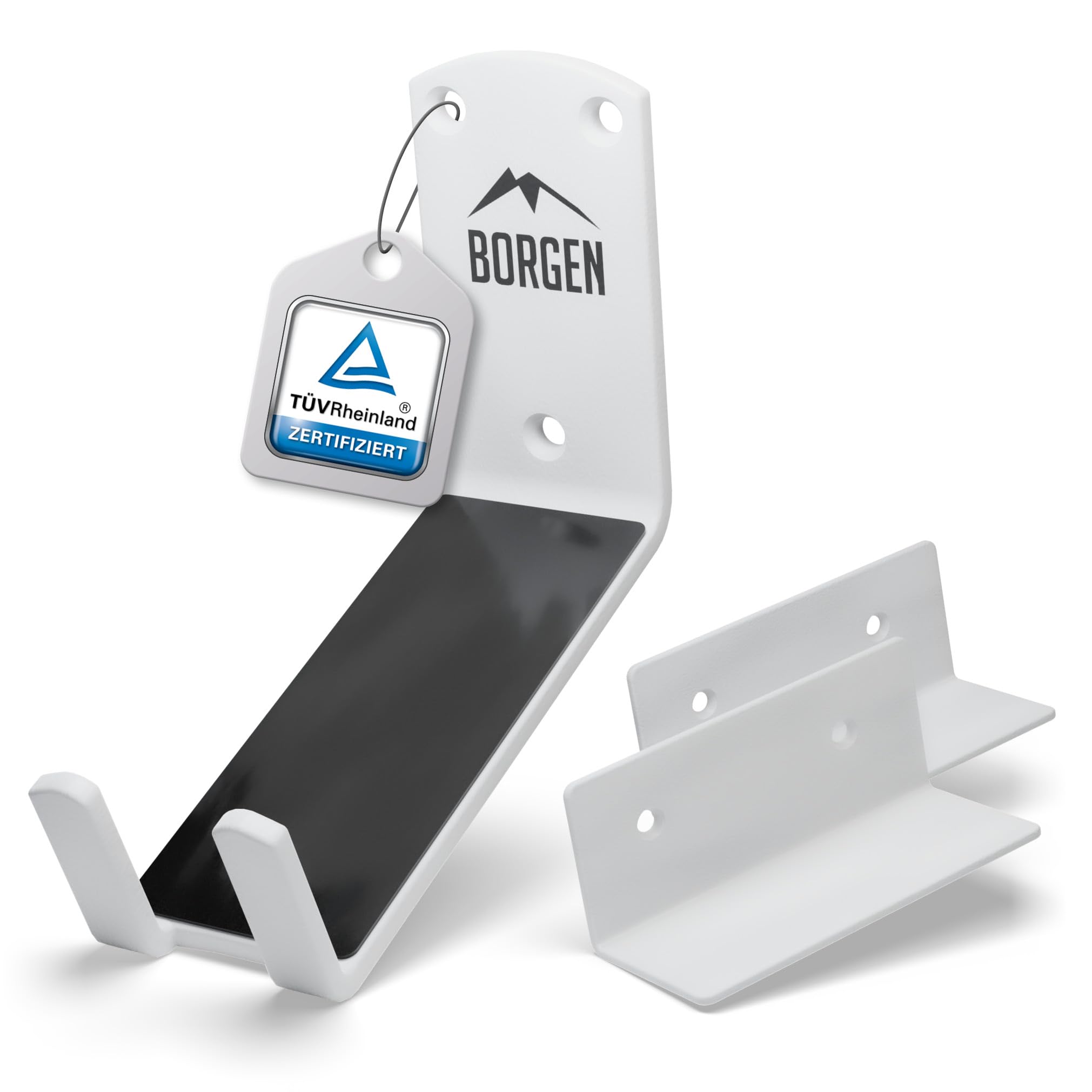 Borgen Fahrrad Wandhalterung Pedal bis 32kg Tragfähigkeit - Pedalhalterung für E-Bike, Mountainbike, Rennrad - Fahrradhalterung Wand mit 2x Stützwinkeln und Wandschutzpads - sicherer Halt