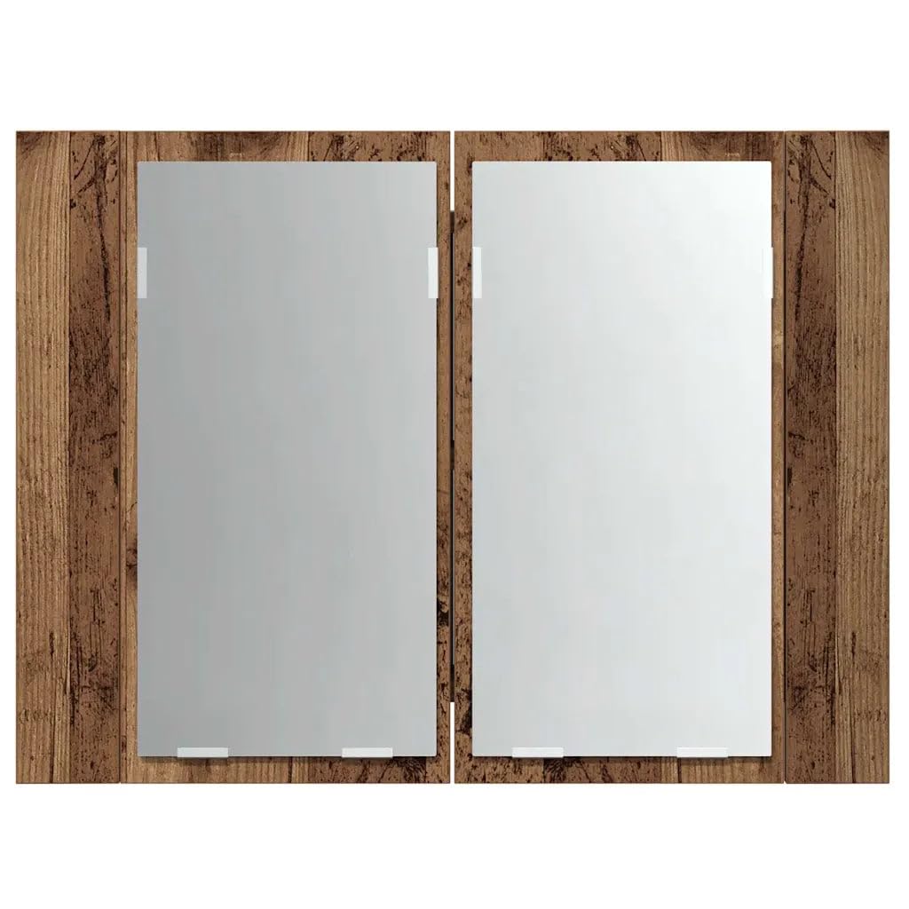 Helloshop26 Armoire à Miroir LED Gain de Place 60 x 12 x 45 cm Style Moderne en Bois d'ingénierie Vieux Bois 02_0050833