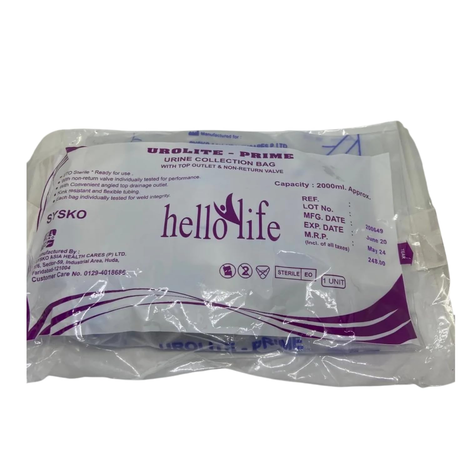 Hello Life Urolite Urine Collection Bag with Top Outlet & Non-Return Valve | Medical Grade Urine Drainage Bag for Hospital & Home Care (5)-image-35