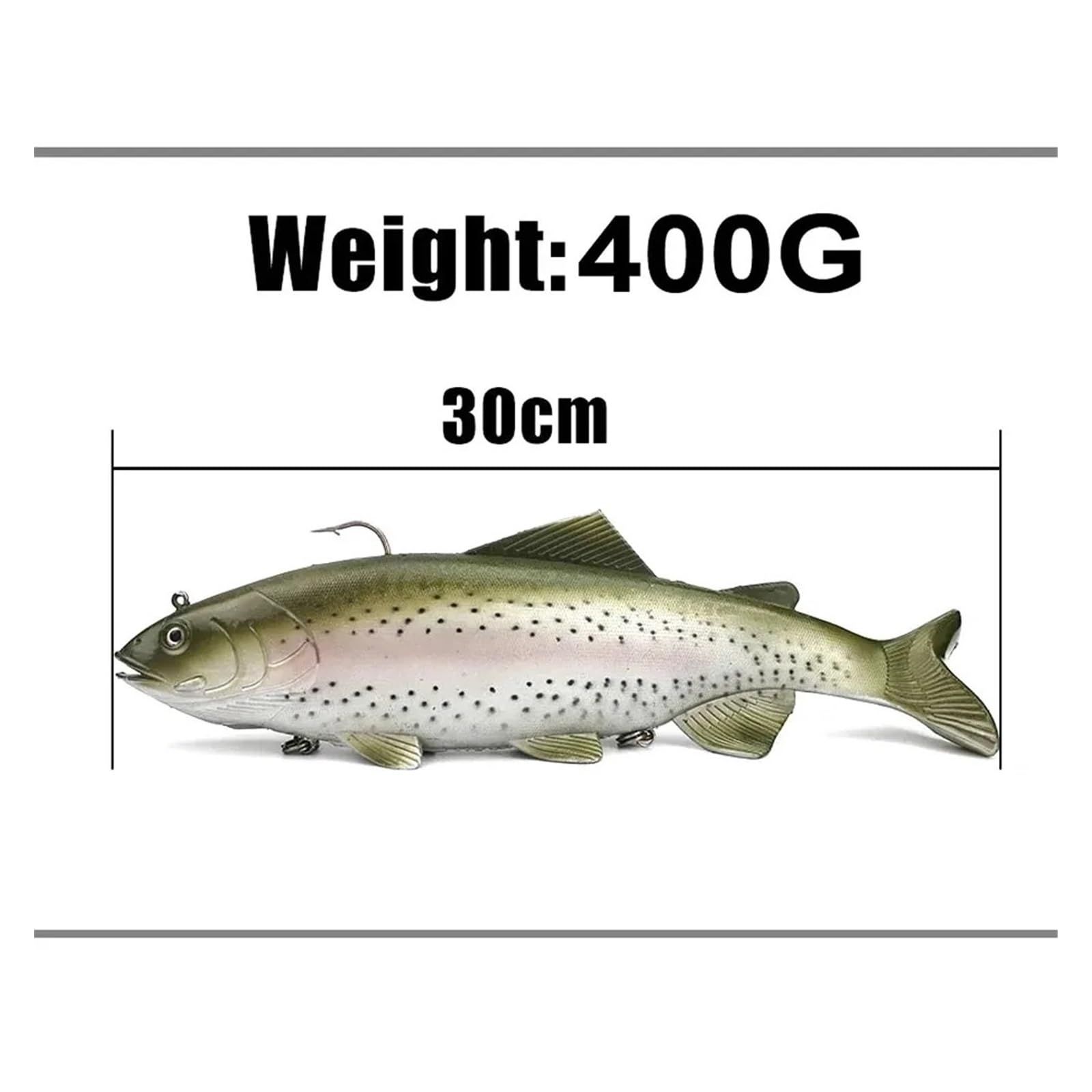 Señuelos Pesca Cebo Suave de Aguas Profundas, 30cm, Pesca en el mar, tamaño Grande, señuelo de pez simulado con 3 Ganchos, cebos Artificiales, Swimbait, Cebo con manivela, 1 Uds. Cebo Artificial