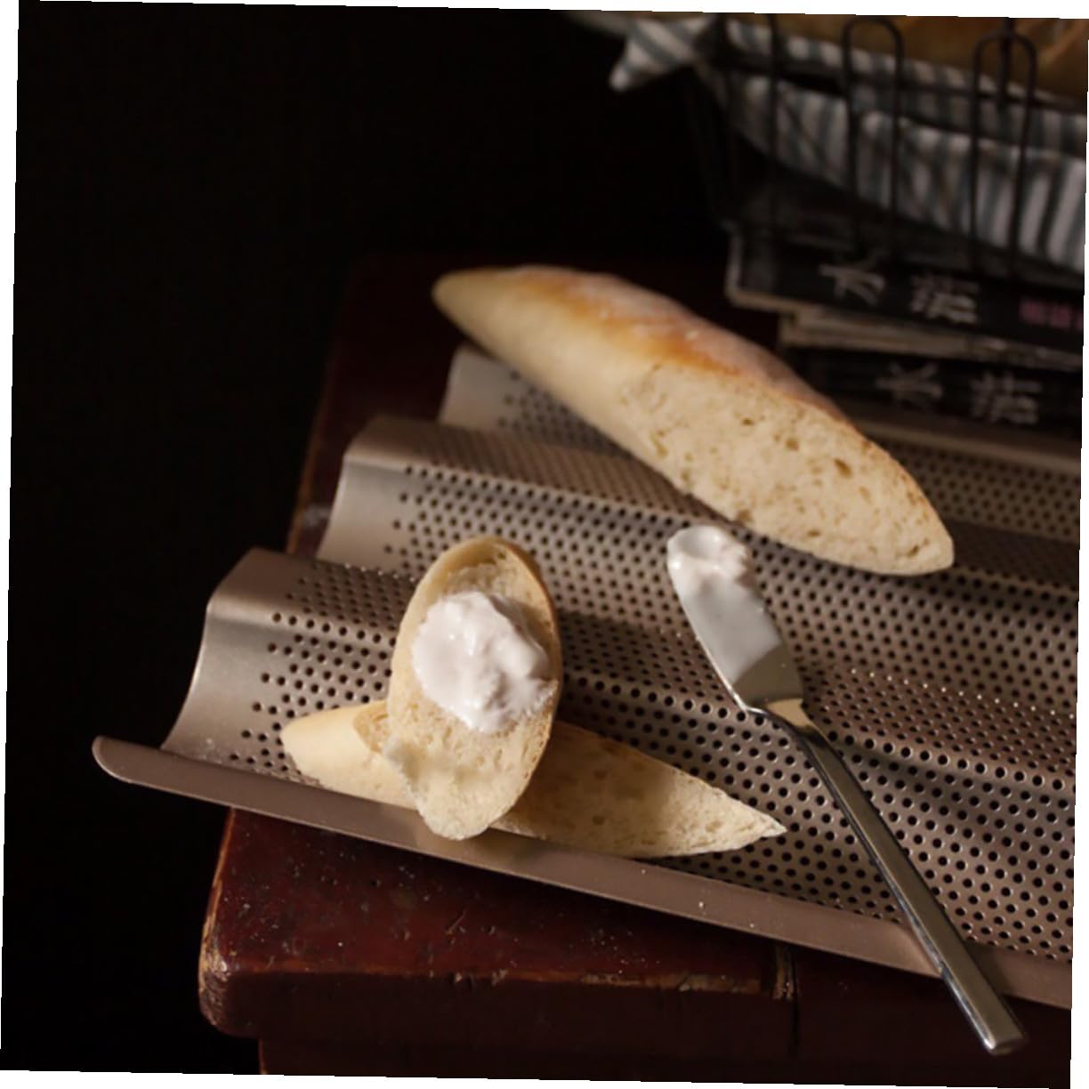 2 pièces Moule à Antiadhésif Compartiments Perforé Acier Alimentaire pour Baguettes Accessoire Pratique de Cuisson Lot pour Usage Domestique et Professionnel