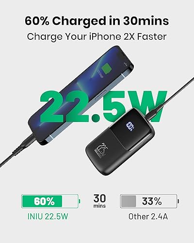 Miniatura 6 de INIU Banco de energía, 25000mAh 65W USB C cargador portátil para portátil, PD QC carga rápida de 3 salidas y cargador portátil, más pequeño 22.5 W