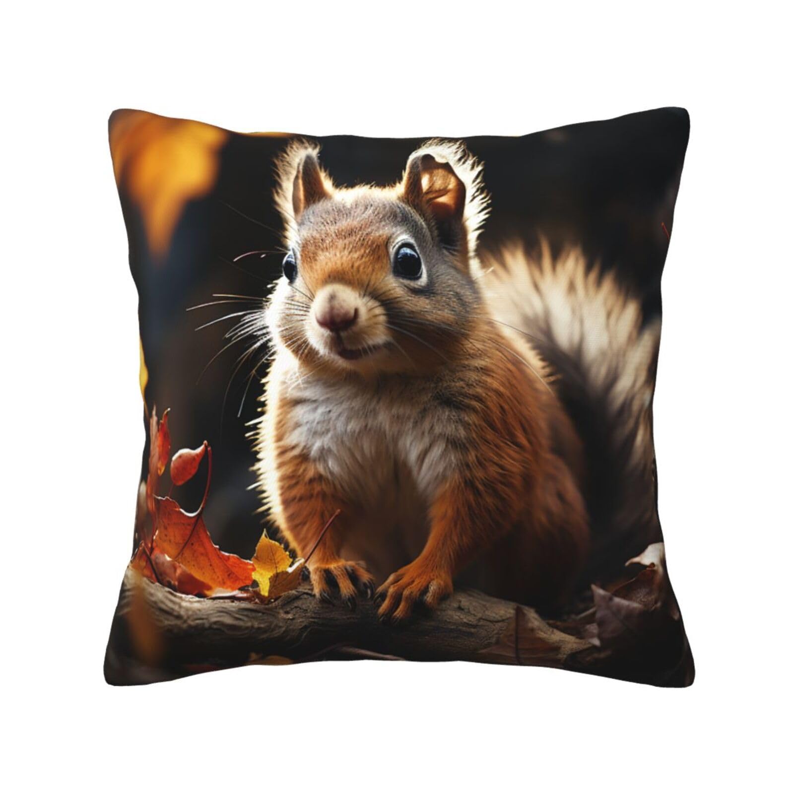 FodPand Squirrel in The Woods Throw Pillow Covers 12"X12" Super Soft Cozy Pillows Case Morden Decorative Cushion Cover for Sofa Couch Bed Home Decor