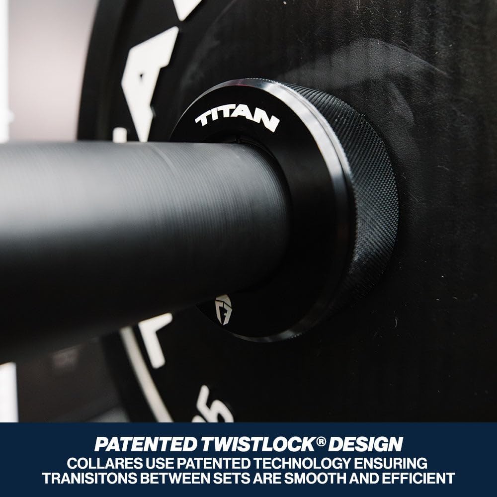 Titan Fitness TwistLock Pro Aluminum Barbell Collar Set, 59.5mm-51.5mm Sleeve Diameter, Quick Release Olympic Barbell Clamps, Pair of 2 Magnetic Aluminum Weight Clips with Easy-Grip Knurling