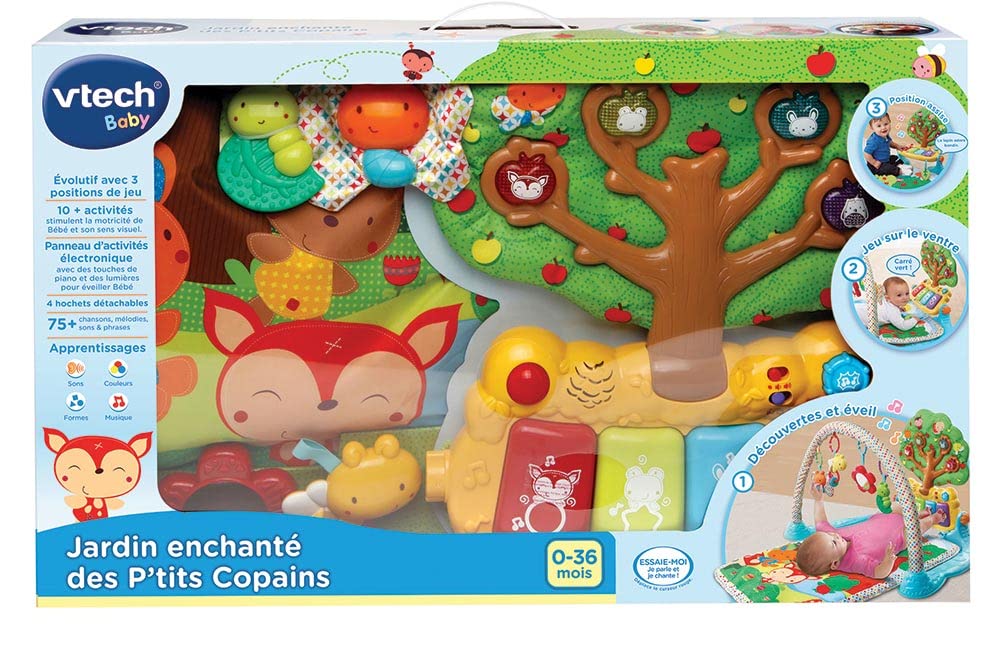 VTech - Jardin Enchanté des P'tits Copains, Tapis d'Éveil Bébé, Jeu Musical et Évolutif, Jouet d'Activité et de Développement, Piano Interactif, Hochets, Cadeau de Naissance - Contenu en Français