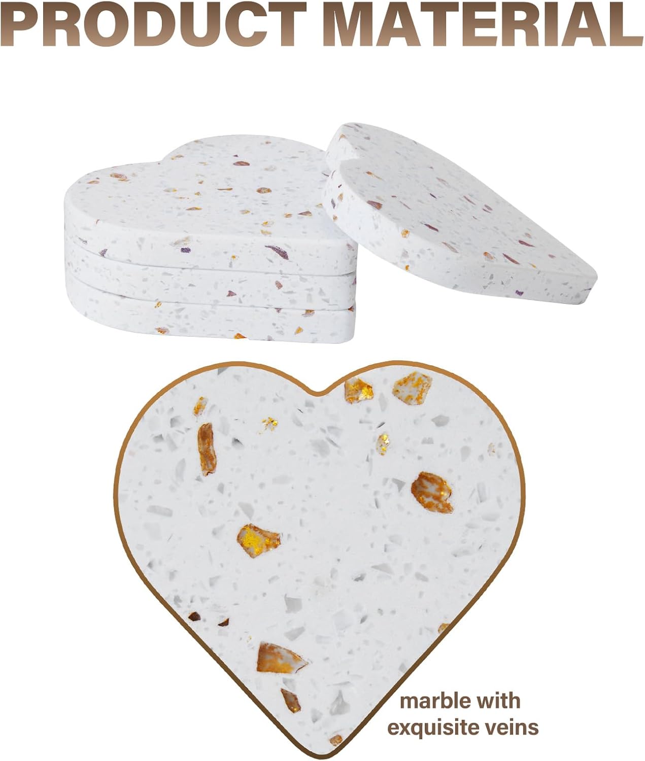 Heart Shape Coasters Set of 4 for Drinks,Coaster for Tabletop Protection,Cup Holder Coasters for Multiple Cup Types,Coaster Gifts for Home Decor House Warming - Image 4