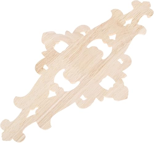 Miniatura 8 de MUXSAM 1 paquete de apliques tallados en madera para muebles, 10.63 x 5.51 pulgadas, calcomanía central de flores para armario, armario, armario,