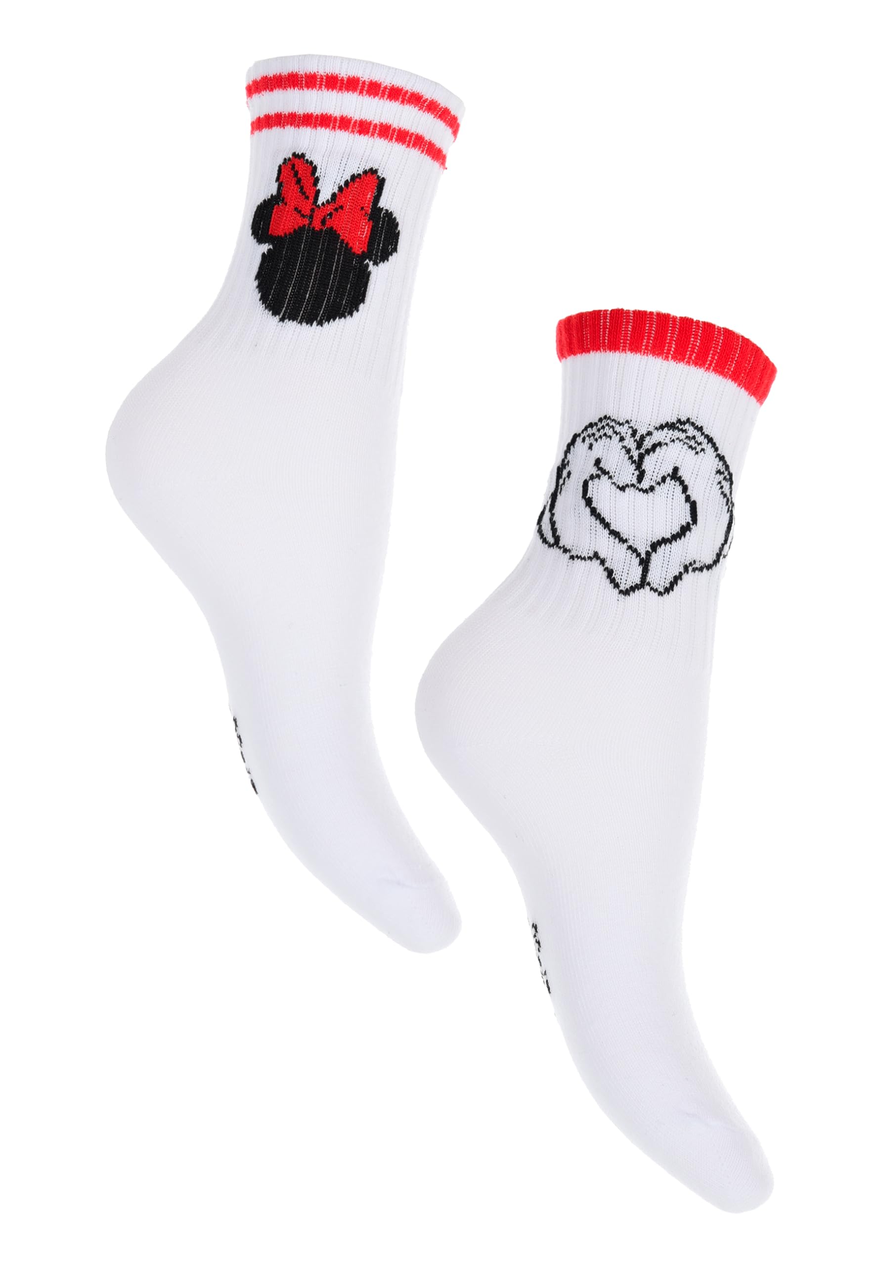 Disney Minnie Mouse Children's Girls Tennis Socks 2 Pairs, White, 31-34
