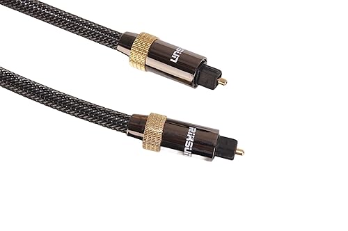 Miniatura 5 de Cable de audio óptico, cable de audio de fibra óptica de 15 pies con funda de aluminio, cable trenzado de nailon, anillo antideslizante chapado en