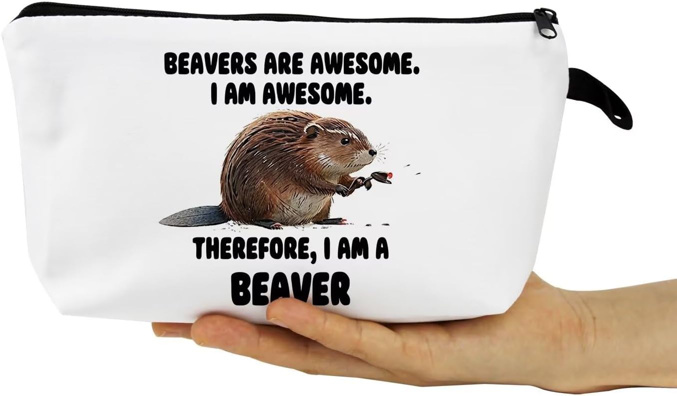 Beaver Lover Present Beaver Makeup Bag Beavers Are Awesome Small Toiletry Zipper Pouch Funny Beaver Cosmetic Bag Birthday Gift for Beaver Fans Lovers Women Friends - Image 4