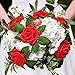Winlyn 50 pcs Real Touch Red Roses with Stems & Silk Leaves - Bulk Artificial Flowers for Weddings Centerpieces Floral Arrangement Party Decorations Baby Showers Birthday Anniversaries DIY Crafts