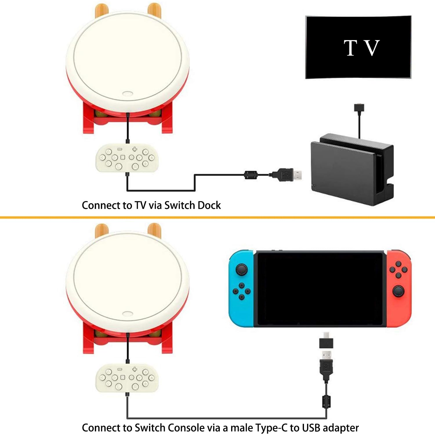 OSTENT Baquetas de Mando de Tambor para Consola Nintendo Switch Taiko No Tatsujin Master Videojuegos
