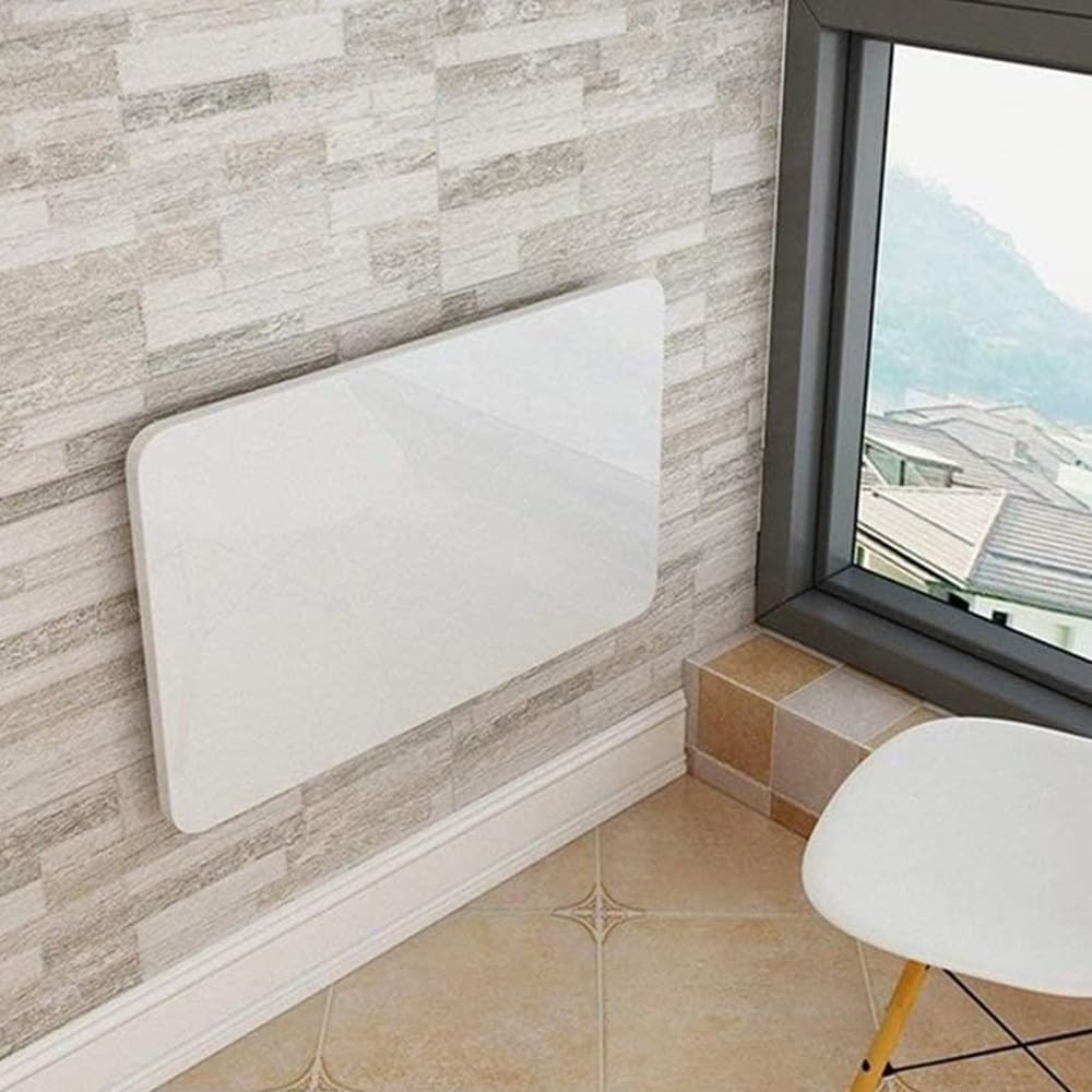 Table Pliante Murale Bureau Mural Rabattable avec Support en Fer