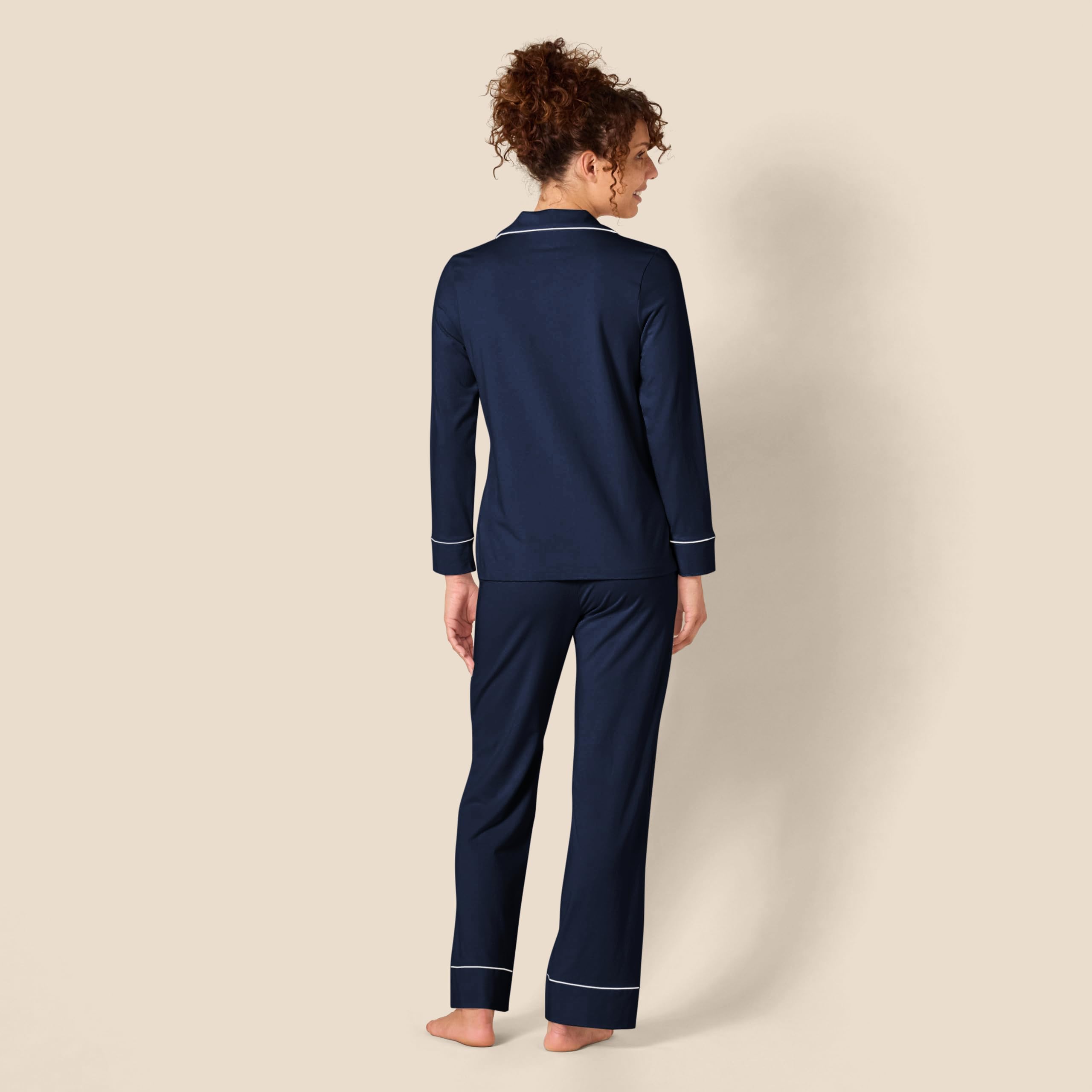 Amazon Essentials Camicia a Maniche Lunghe in Modal di Cotone e Pigiama a Tutta Lunghezza Donna