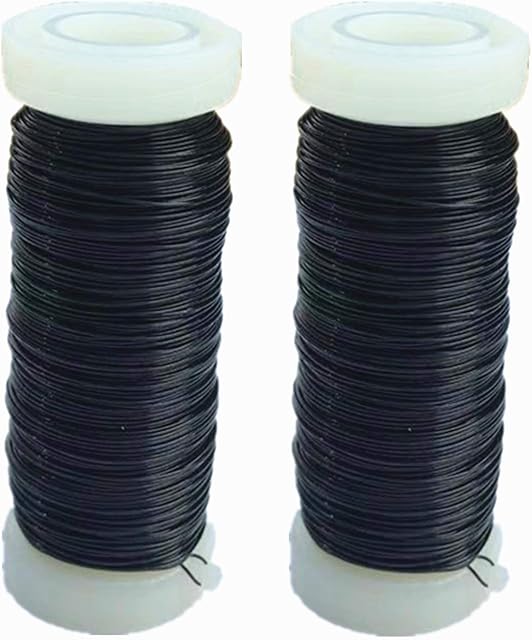 2 Roll 0.35 mm Black Florists Wire Floral Wire for Flower Arrangements,Binding Wire for Floristry & Flower Arranging,Flexible Paddle Wire for Craft Binding,Flower Wreath Making,Xmas Wreath Wire