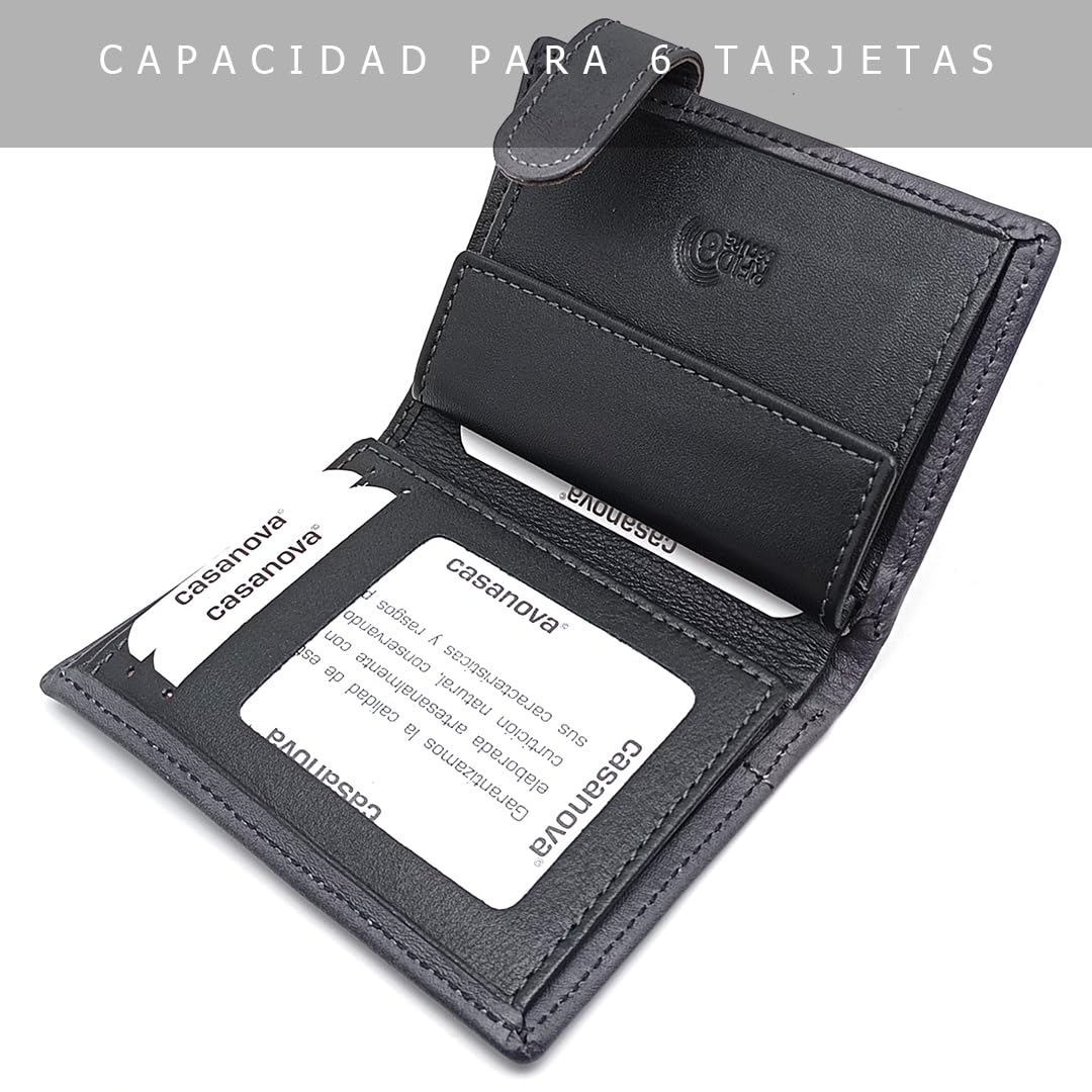 Cartera Hombre Monedero Piel - Hecho a Mano - RFID - 18963 Negro