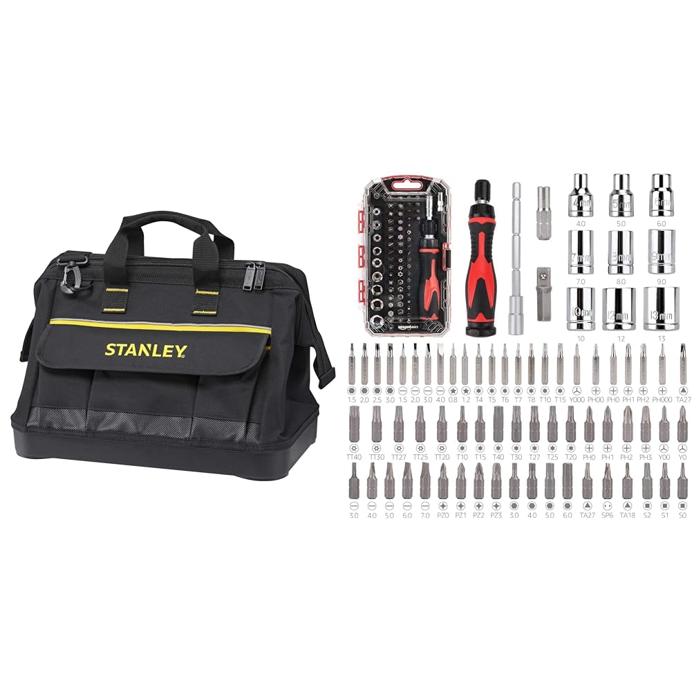 Sac à outils compartimenté Stanley avec kit de tournevis magnétiques à cliquet complet