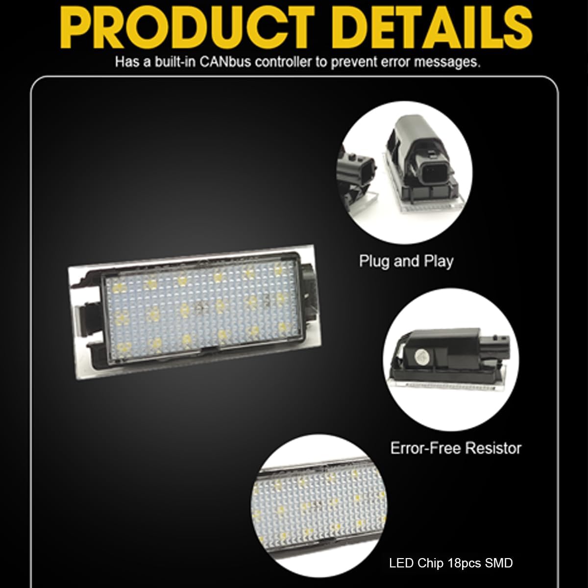 Światła LED Tylne do Tablicy Rejestracyjnej Bez Błędów Compatible for Renault Clio Laguna 2 Megane 3 Twingo Master Vel Satis Wind Trafic Twizy Wodoszczelne Białe 6000K 2 Sztuki