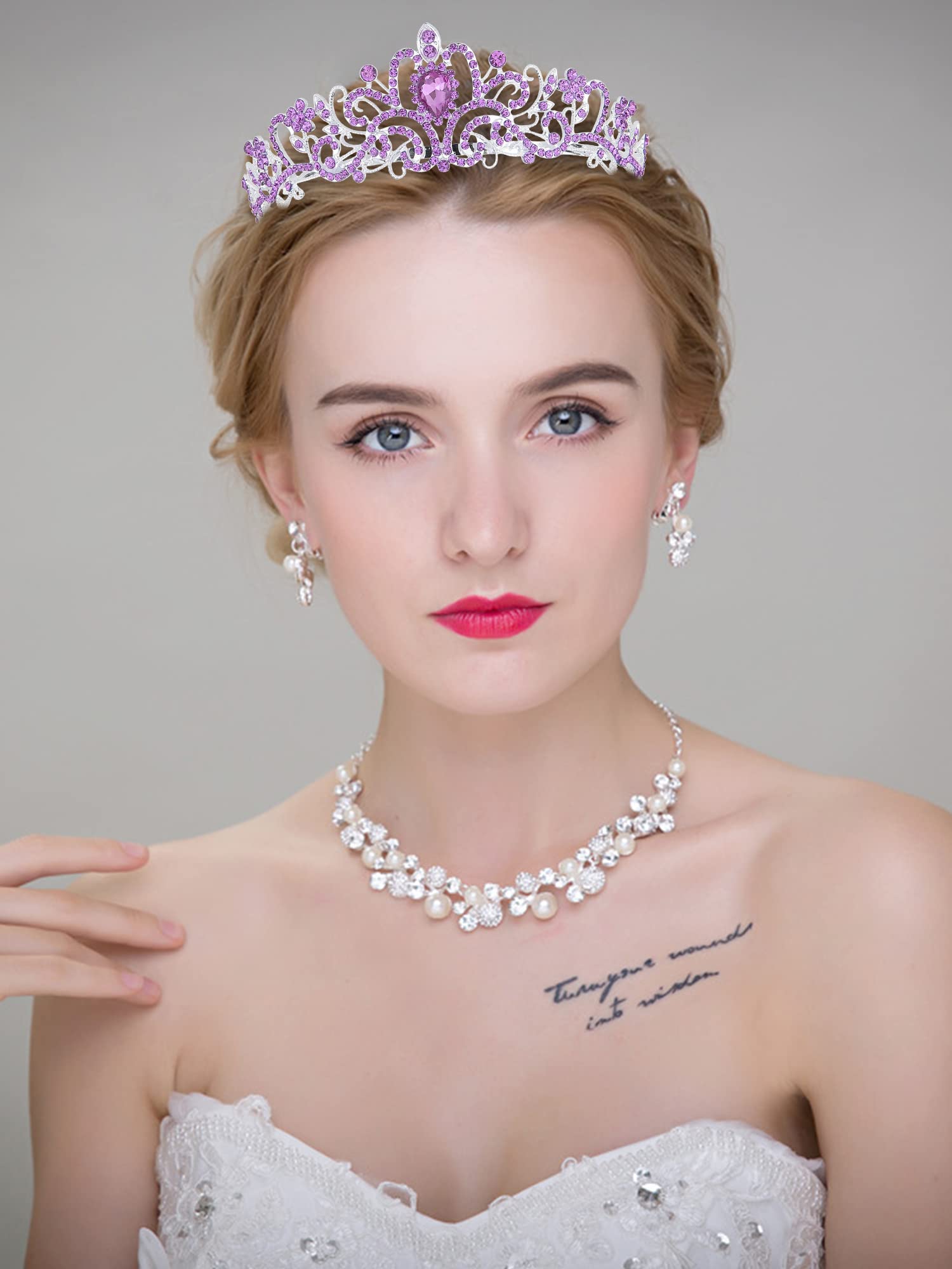 Rhinestone Crown Bride Bridal Wedding Birthday Party for Women 2 Pack Gold Crystal Crowns Tiara Set for Women & Girls  main image 4