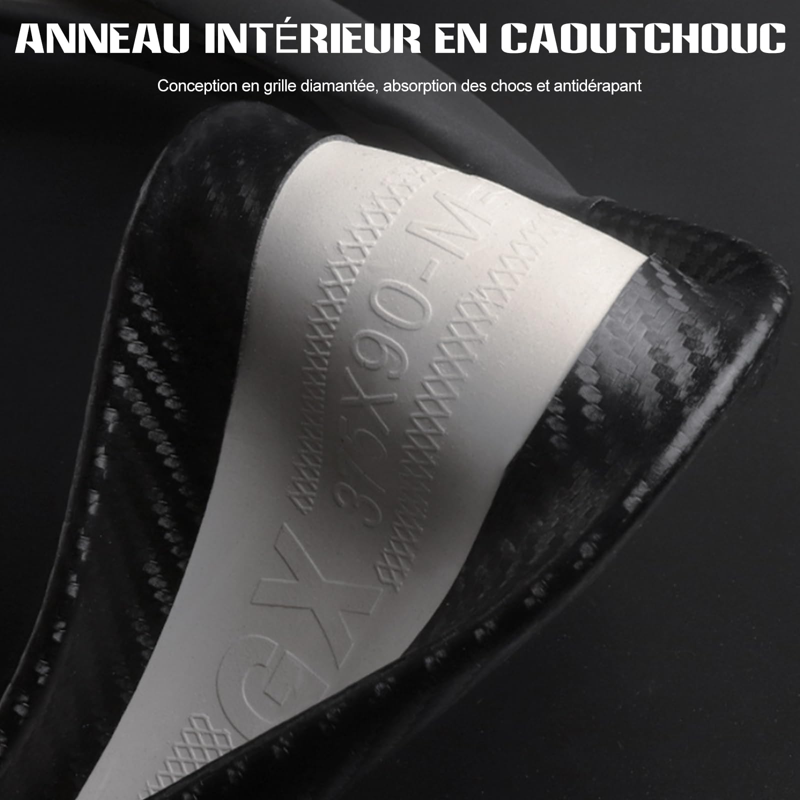 Ergocar Housse De Volant Ronde en Fibre Carbone Et Cuir Microfibre, Caoutchouc Antidérapant, Respirant Et Inodore, Convient pour Toutes Les Saisons. 38 Cm (15 Pouces)