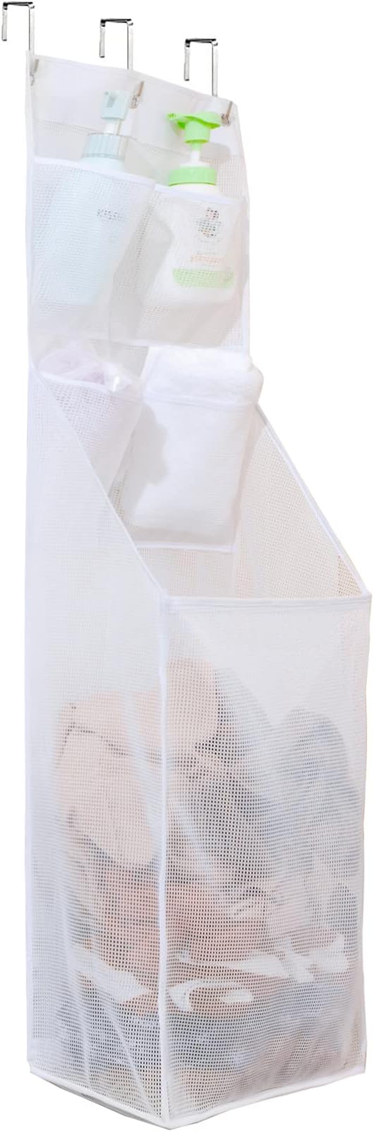ALYER Multi-Scene Suitable Hanging Mesh Laundry Basket,Behind The Door Storage Organizer for Laundry,RV,Dorm,Bathroom,Bedroom,Pantry, Nursery,Kitchen,White