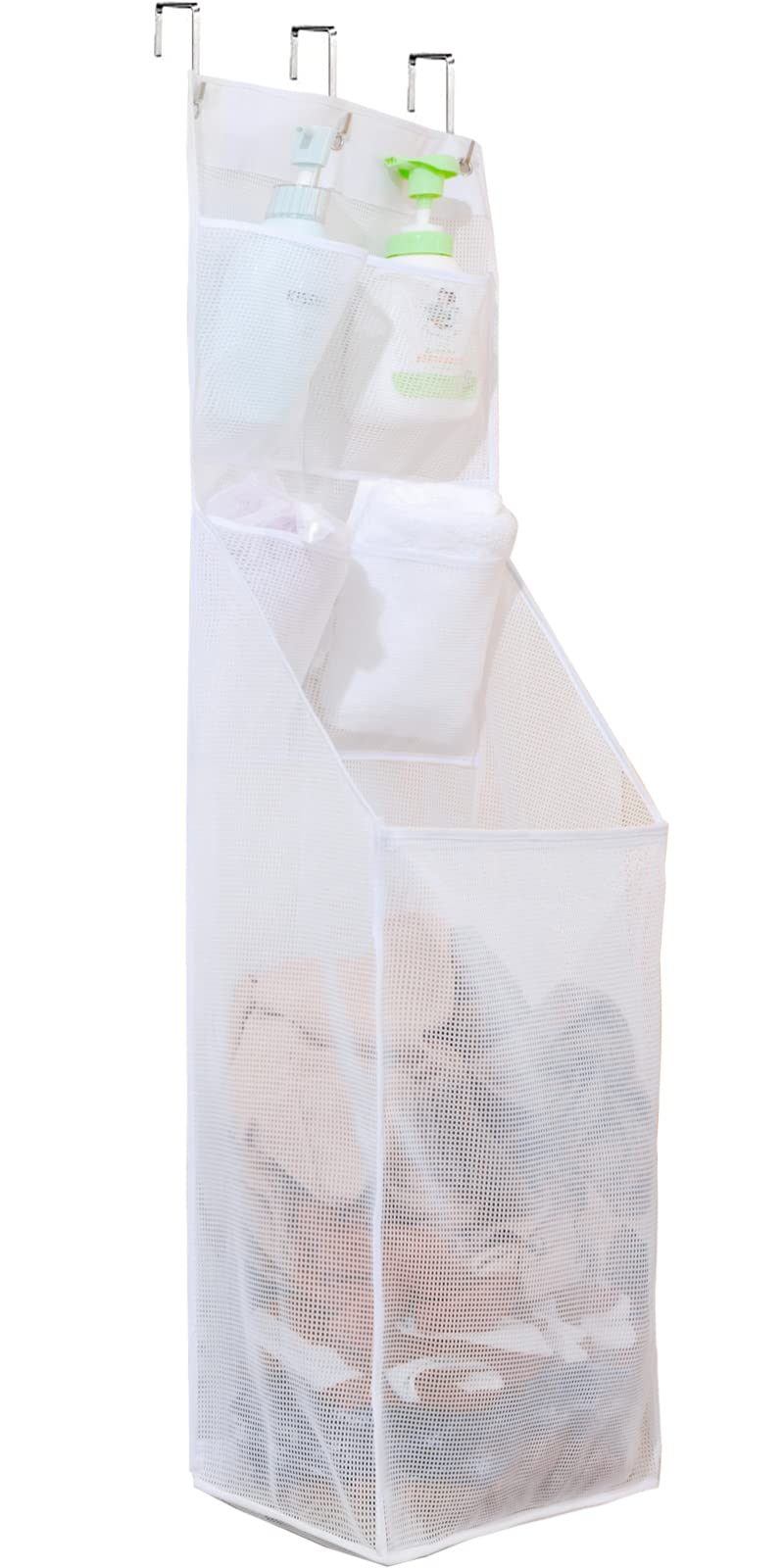 ALYERALYER Multi-Scene Suitable Hanging Mesh Laundry Basket,Behind The Door Storage Organizer for Laundry,RV,Dorm,Bathroom,Bedroom,Pantry, Nursery,Kitchen,White