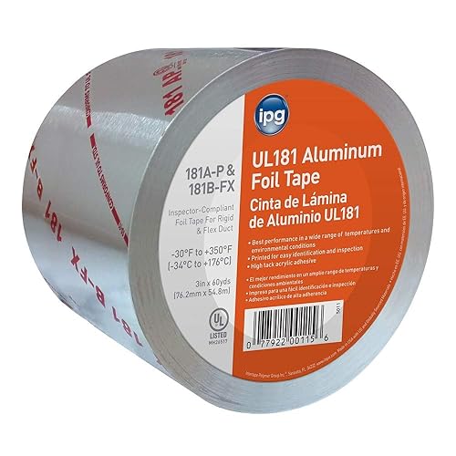 IPG Cinta de papel de aluminio UL181, 2.5 "x 60 yardas, (rollo individual)