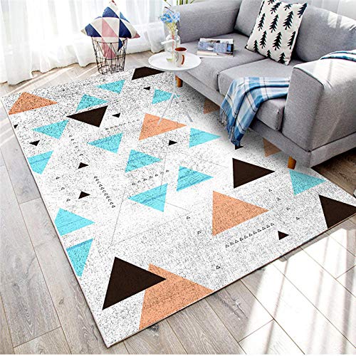 ZSDFPW Alfombra Antideslizante Patrón geométrico Amarillo Negro Blanco Alfombras Salon Lujosa Suave Lana Artificial...