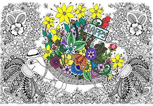 Great2bColorful Coloring Poster (3 Sizes~2 Paper Choices) - Doodle Art Turtles (24" x 36", Premium Paper)