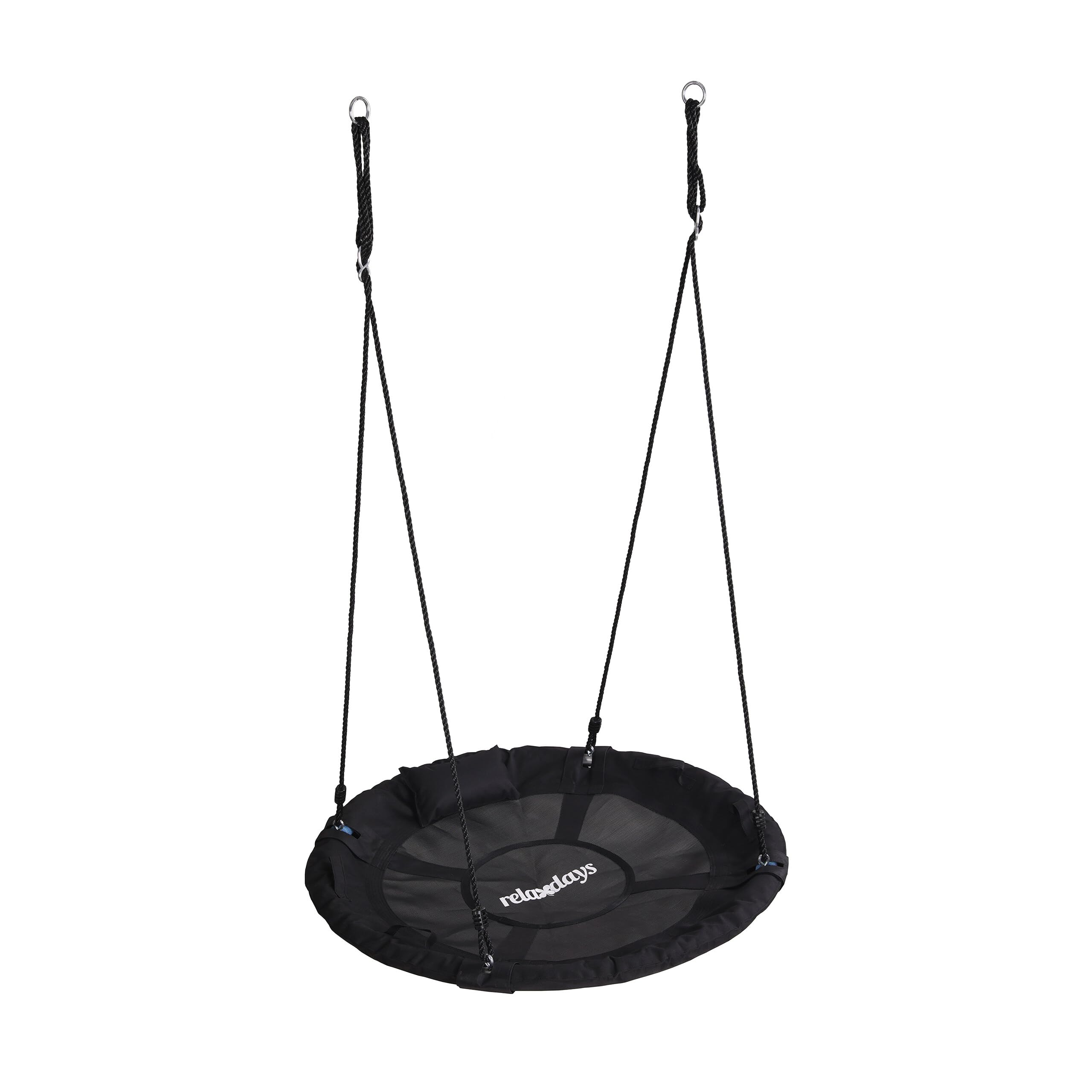 Columpio nido exterior Relaxdays de Ø 100 cm negro con cojín