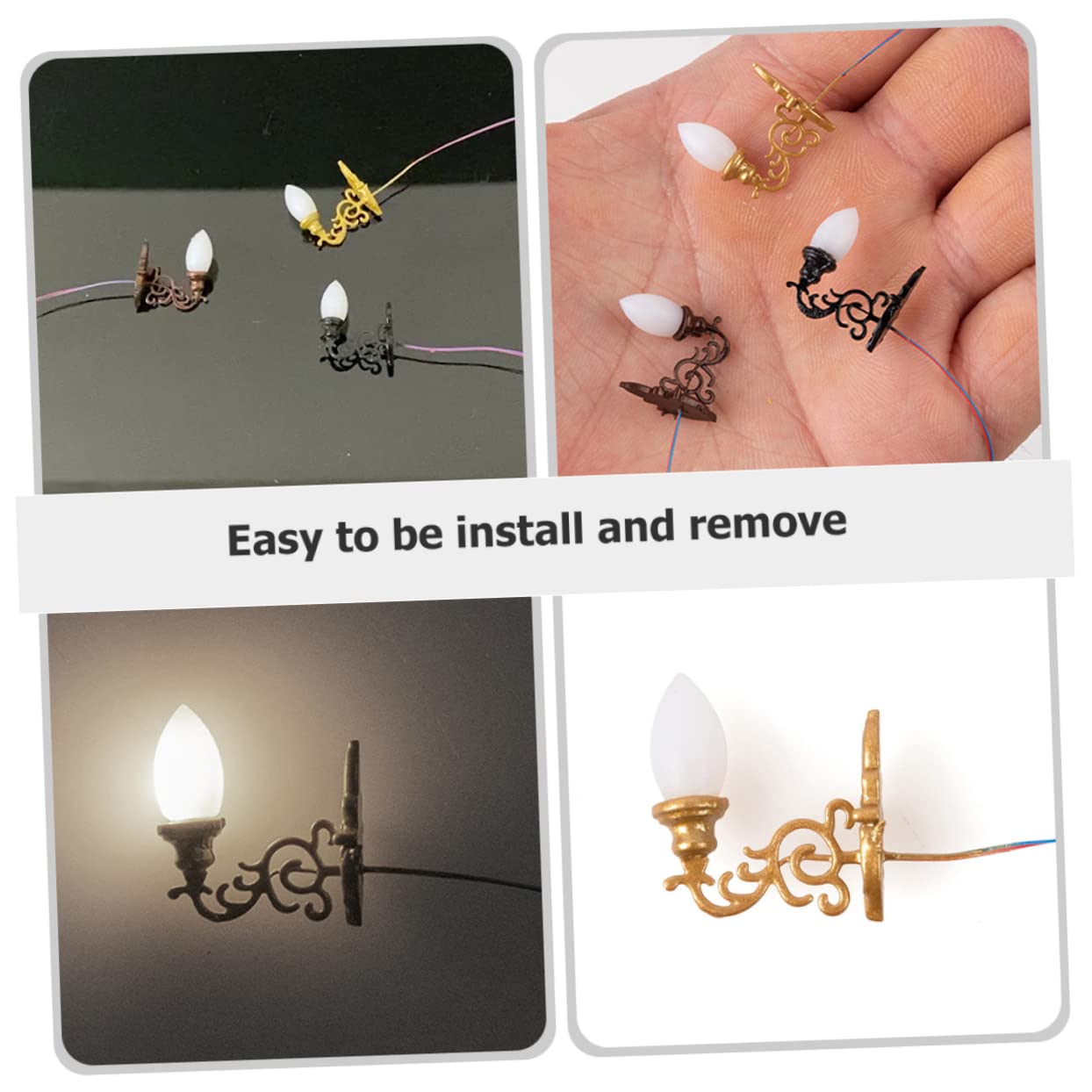 SUPVOX 4Pcs Miniature Lamp Decorative Doll House Lamp Model for Microlandscape Compact Design Easy Installation for Village Models and House Decor