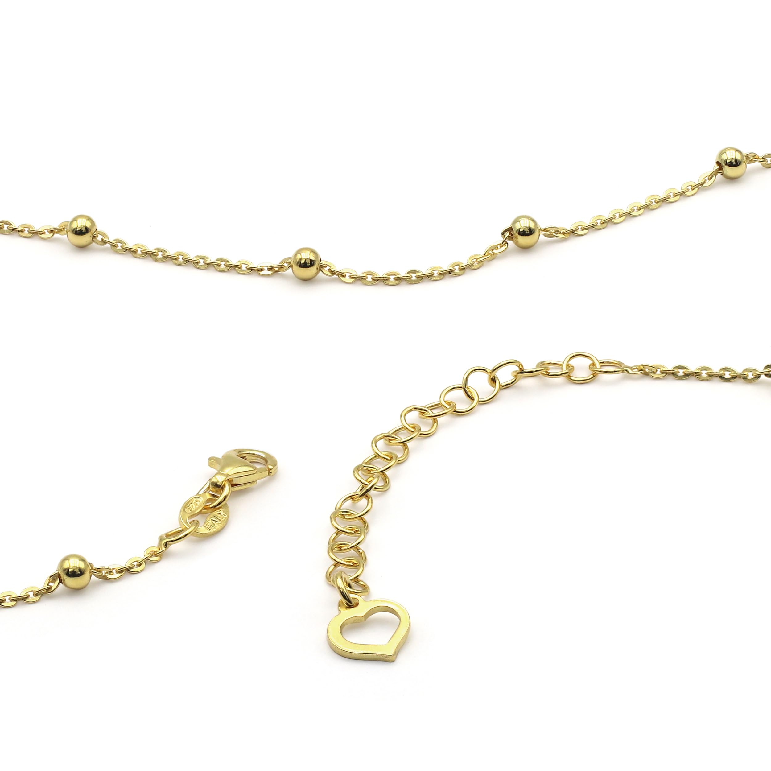 AKA Gioielli® - Gargantilla Mujer con Bolas en Plata de Ley 925, Dorada Rosa o Amarillo 18k - largo ajustable