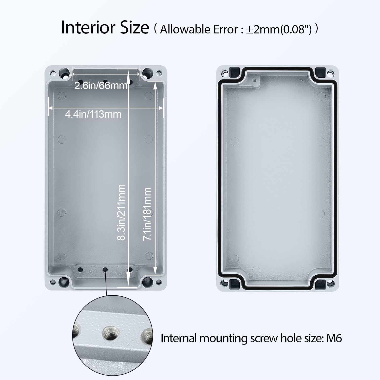 LeMotech Electrical Box, Aluminum Alloy Metal Junction Box, IP67 Waterproof Dustproof Project Box, Outdoor Universal Enclosure, Grey 8.6x4.7x3.5in (220x120x90mm)