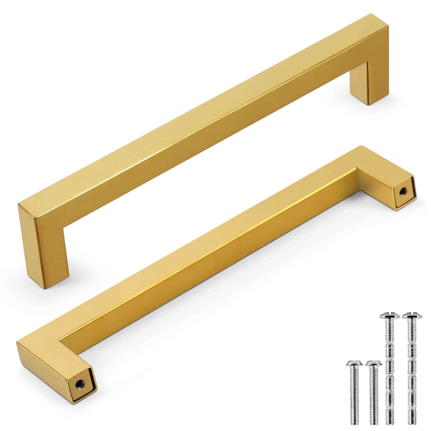 Flexzion Cabinet Handles Gold Cabinet Pulls and Knobs, 6.25-Inch Modern Square Dresser Drawer Handles for Kitchen Cupboard, Bathroom, Vanity, Cabinet Drawer Door Hardware Replacement (25 Pack, Gold) โ image 1