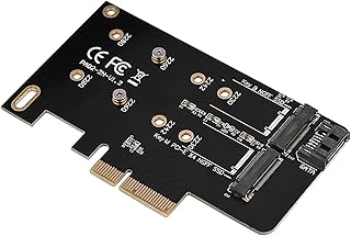 2 Port SSD PCI E Adapter Card NGFF M.2 B + M Key to PCI E 4X 3.0 Adapter Card SSD to PCI Express Motherboard Support 2230, 2242, 2260 & 2280