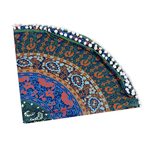 4 Pack 32\" Round Pillow Cover, Decorative Mandala Pillow Sham, Indian Bohemian Ottoman Poufs, Pom Pom Pillow Cases, Big Outdoor Cushion Cover For Home Decorations