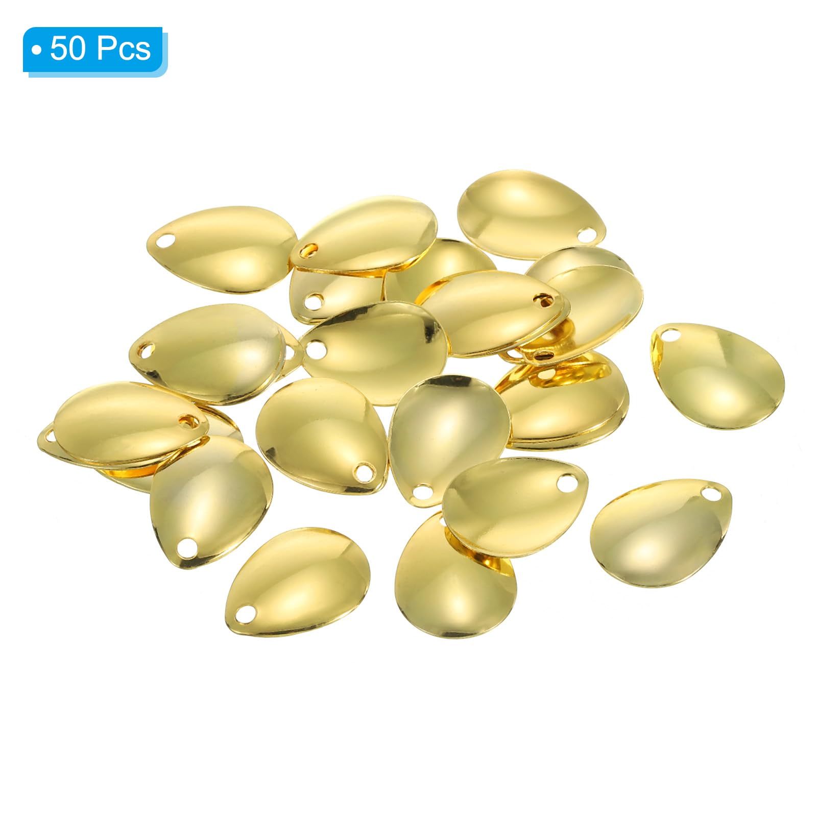 PATIKIL Fishing Lure Blades 0.7x0.6",50 Pack Willowleaf Lure Making for DIY Bait, Golden - Image 3