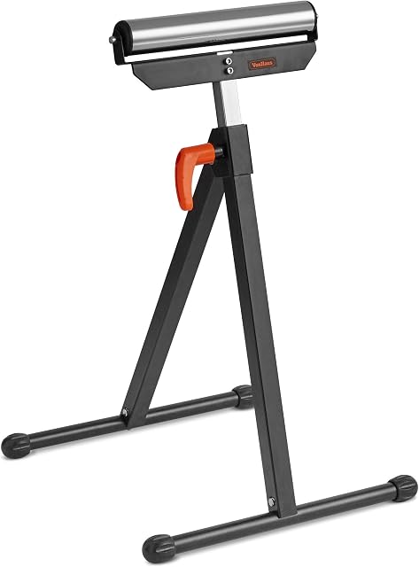 VonHaus Roller Stand - Adjustable Roller Stands for Woodworking, Heavy Duty Steel Base & Chrome Plated Roller - Workshop Roller Stand - Horse Shaped Tressell Stands for Woodworking Support