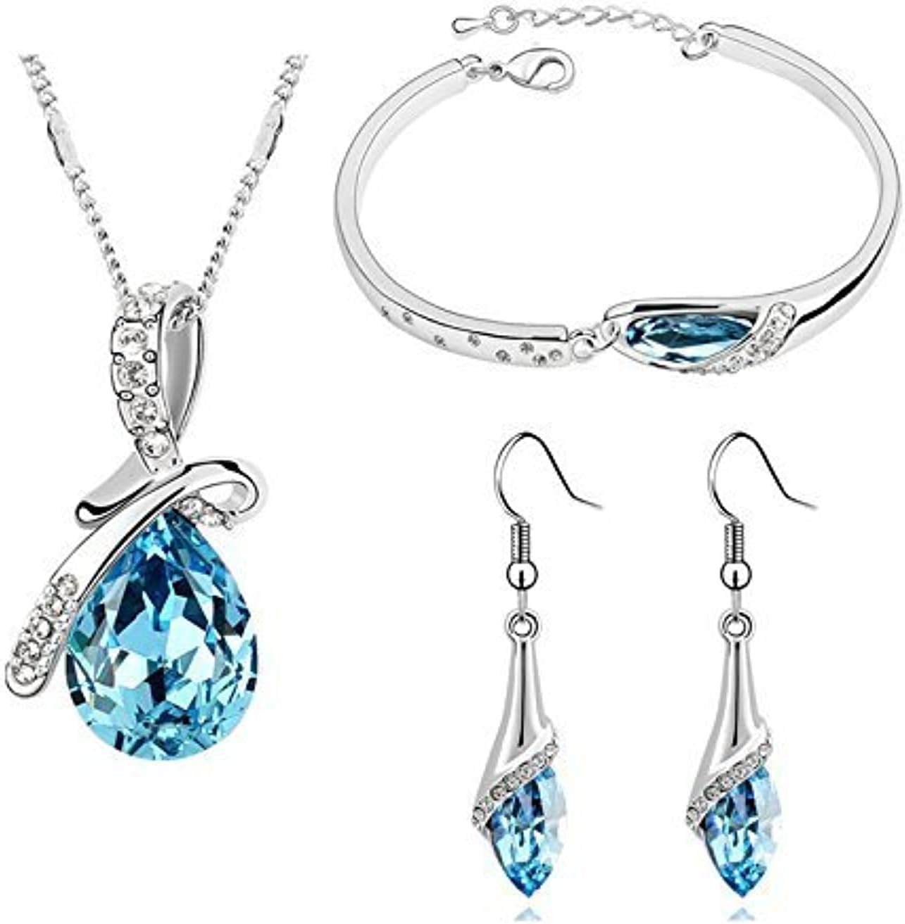 Valentine Gift By Shining Diva Non Precious Metal Jewellery Set for Women (Blue)(rcmb216)