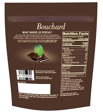 Bouchard Dark Chocolate Mint Thins (72% Cacao) 5.3 OZ (0.3 LB/150g)