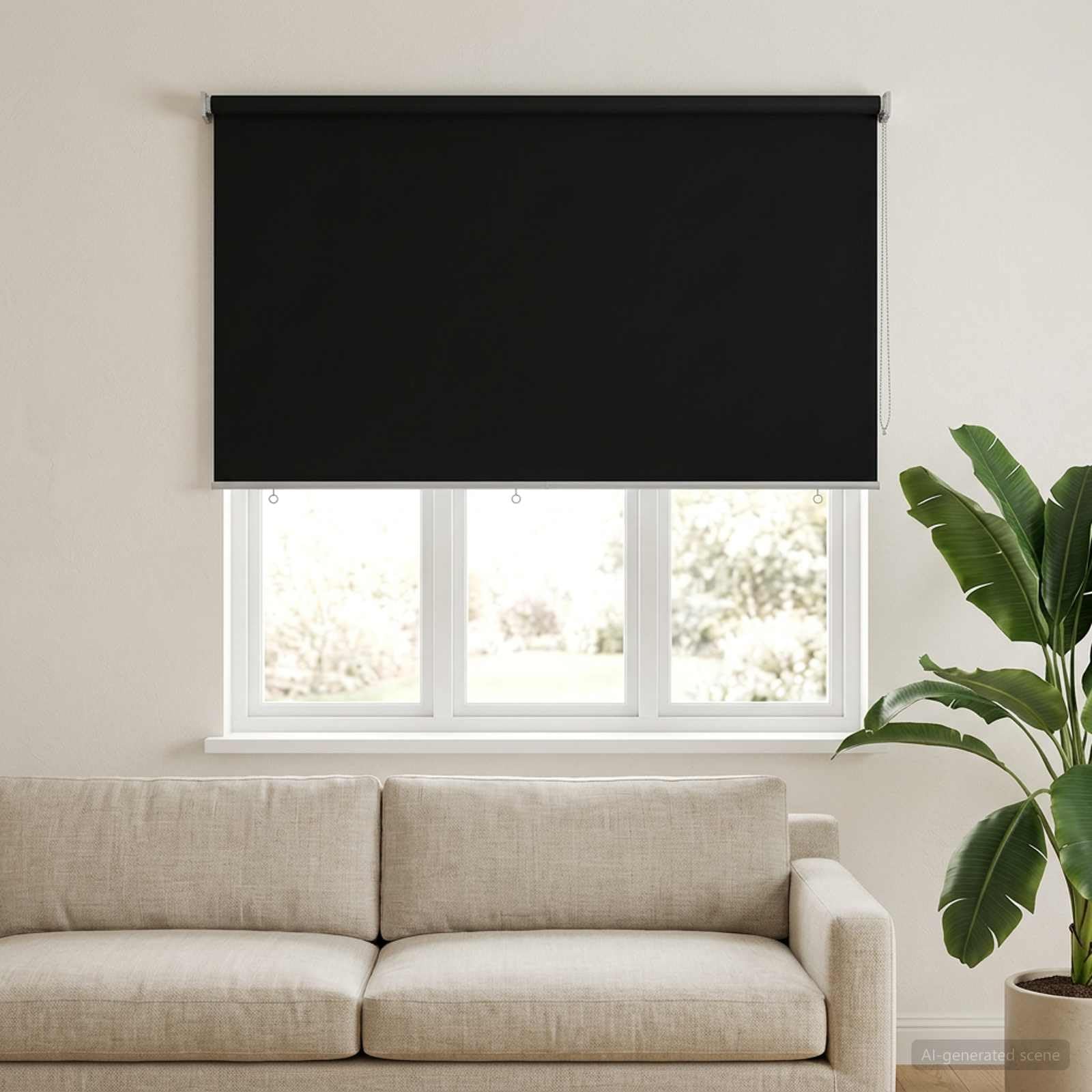 Tenda avvolgibile in poliestere nero con protezione UV | Montaggio a parete o a soffitto, controllo termico, privacy, catena sinistra o destra