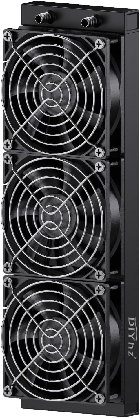 12 Pipe Aluminum 360mm CPU PC Laser Water Cooling Radiator - 120mm Fans, DC12V Black