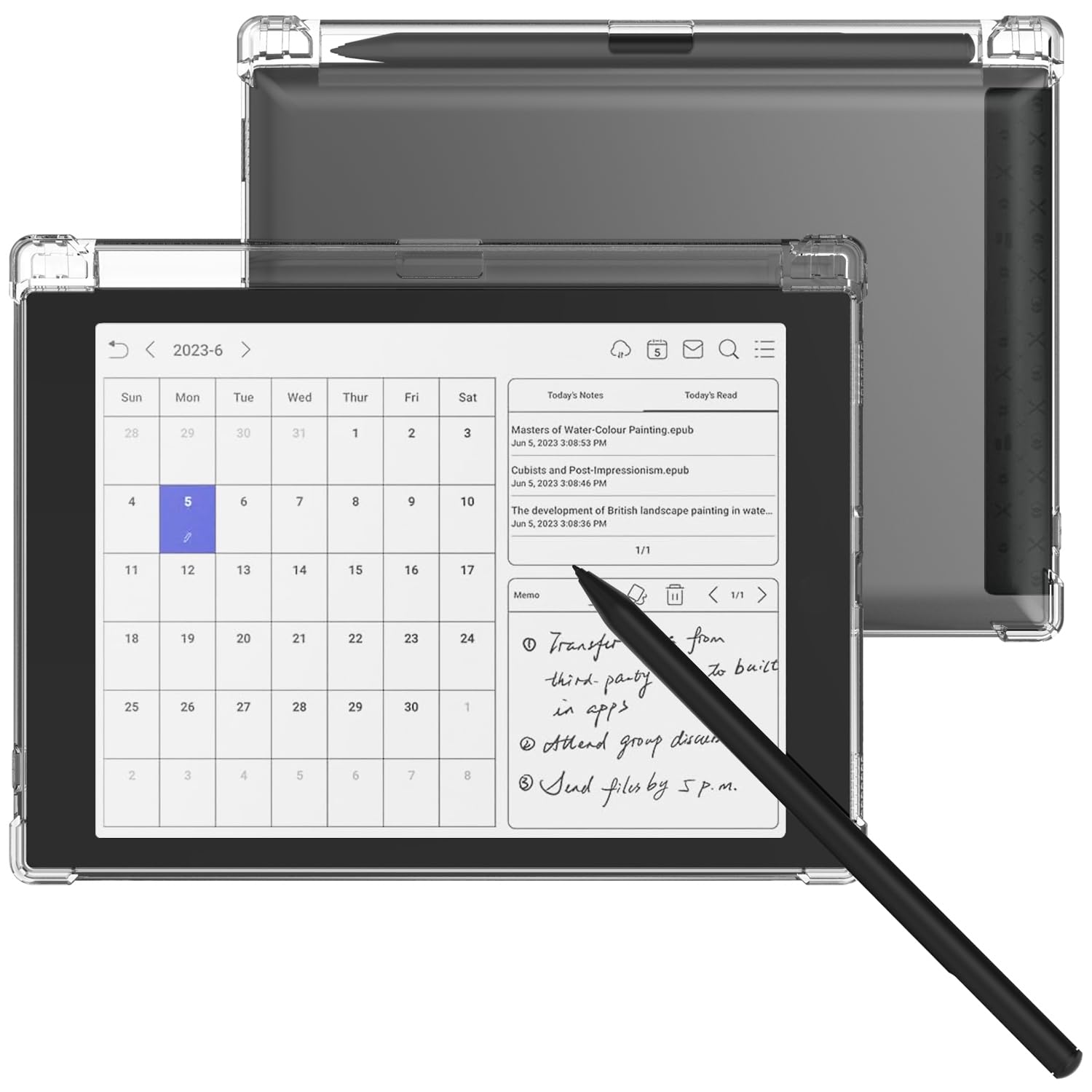 Clear Case for 7.8" Onyx Boox Tab Mini C/Tab 8/Tab 8C - Premium Slim Silicone Cover with Thicken Corners & Pen Holder, Ultrathin and Transparent (Clear Pen Holder Style)