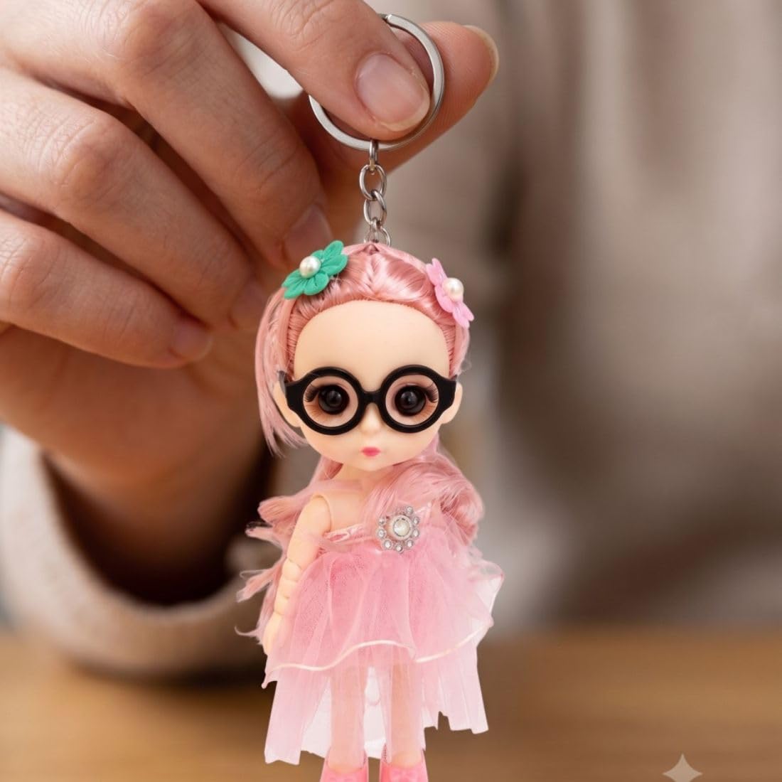 ZAYVERO TRADE INDIA LLP Cute Fashion Doll Keychain with Pink Hair